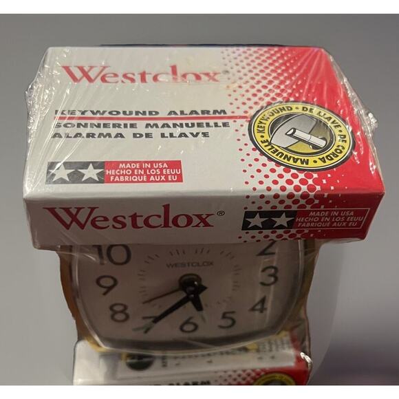 Vintage Westclox Keywound Alarm Clock White Gold 15033 Made in USA New Sealed - Picture 2 of 3